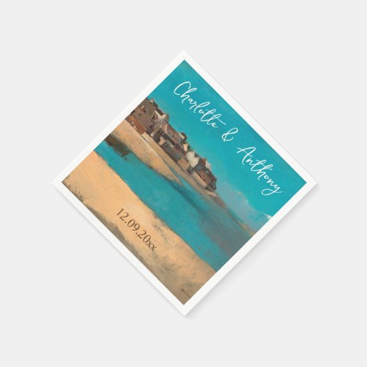 Bruiloft Creatief Dorp Zee Sky Impressionist Servet (Hoek)