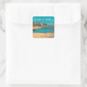 Bruiloft Creatief Dorp Zee Sky Impressionist Vierkante Sticker (Tas)
