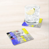 Bruiloft Creatieve Abstracte Kunst Blauw Geel Wit Kartonnen Onderzetters (Insitu)