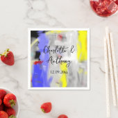 Bruiloft Creatieve Abstracte Kunst Blauw Geel Wit Servet (Insitu)