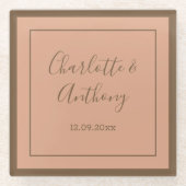 Bruiloft Creatieve Kalligrafie Namen Datum Glazen Onderzetter (Voorkant)