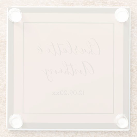 Bruiloft Creatieve Kalligrafie Namen Datum Glazen Onderzetter (Achterkant)