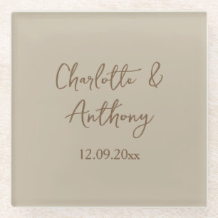 Bruiloft Creatieve Kalligrafie Namen Datum Glazen Onderzetter