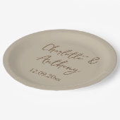 Bruiloft Creatieve Kalligrafie Namen Datum Papieren Bordje (Gekanteld)