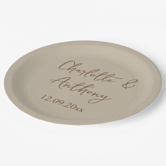 Bruiloft Creatieve Kalligrafie Namen Datum Papieren Bordje (Gekanteld)