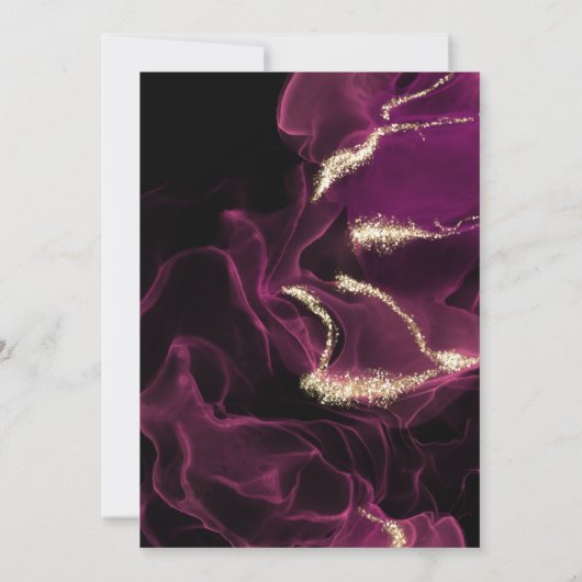 Bruiloft | Crimson Berry Alcohol Ink Kaart (Achterkant)