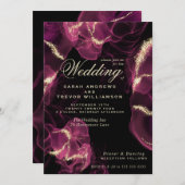 Bruiloft | Crimson Berry Alcohol Ink Kaart (Voorkant / Achterkant)