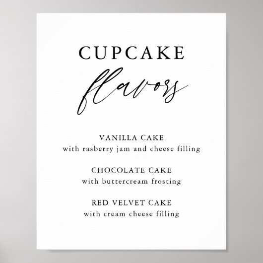 Bruiloft Cupcake Smaak Bord met Landelijke Calligr Poster (Voorkant)