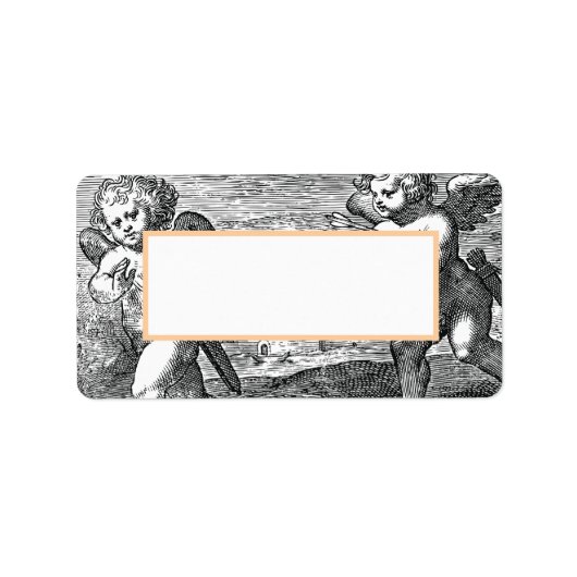 Bruiloft Cupids Zwart-wit  Etiket (Voorkant)