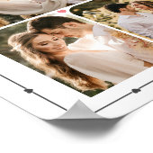 Bruiloft Custom Fotocollage Moderne Grijze Harten Poster (Hoek)