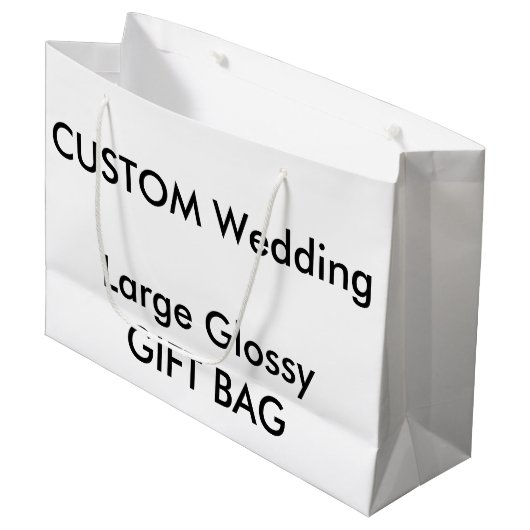 Bruiloft Custom Gift Bag GLANZEND GROOT 12,5" x 9" Large Cadeautasje (Voorkant Gekanteld)