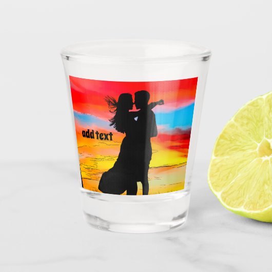 BRUILOFT CUSTOM Shot bril, Sunset Romantisch Glas (Voorkant)