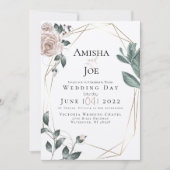 BRUILOFT | Custom -Waterverf Blush Dusty Roos Gold Kaart (Voorkant)