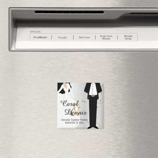 Bruiloft dag aandenken voor bruid & bruidegom magneet (Insitu (Vaatwasser))