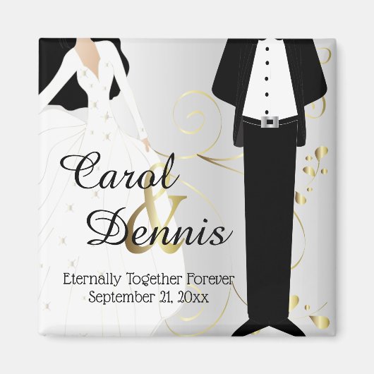 Bruiloft dag aandenken voor bruid & bruidegom magneet (Voorkant)