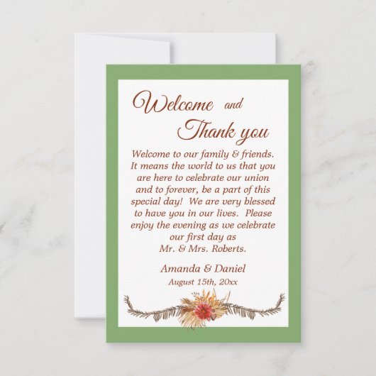 Bruiloft dag dank u kaarten (Voorkant)