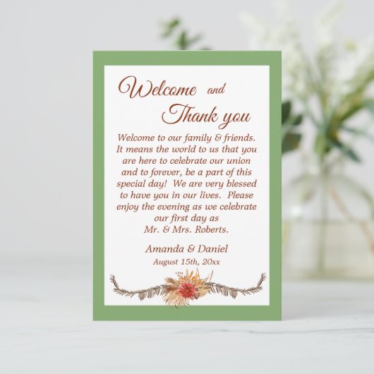 Bruiloft dag dank u kaarten (Staand voorkant)