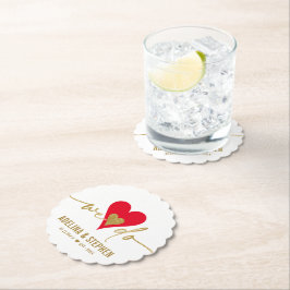 Bruiloft Dag Elegant Eenvoudig Hart We Doen Goud S Kartonnen Onderzetters