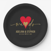 Bruiloft Dag Elegant Eenvoudig Hart We Doen Goud S Papieren Bordje (Voorkant)