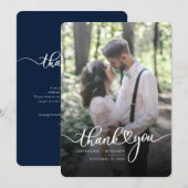 Bruiloft dag koppels foto met de hand-beletterd bedankkaart (Voorkant / Achterkant)