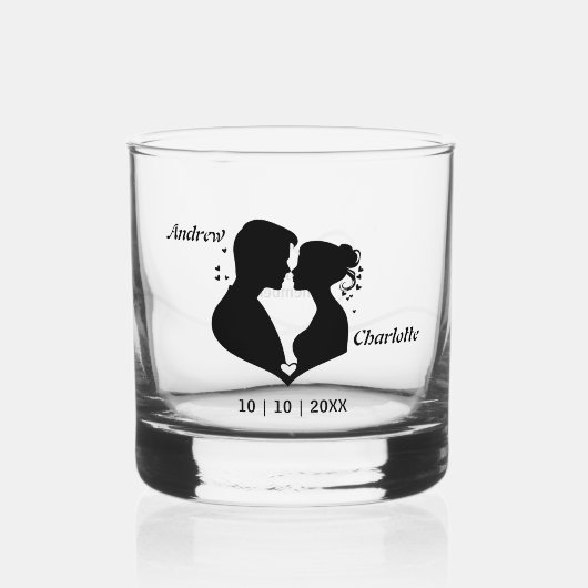 Bruiloft dag om te onthouden bruid & bruidegom whisky glas (Voorkant)