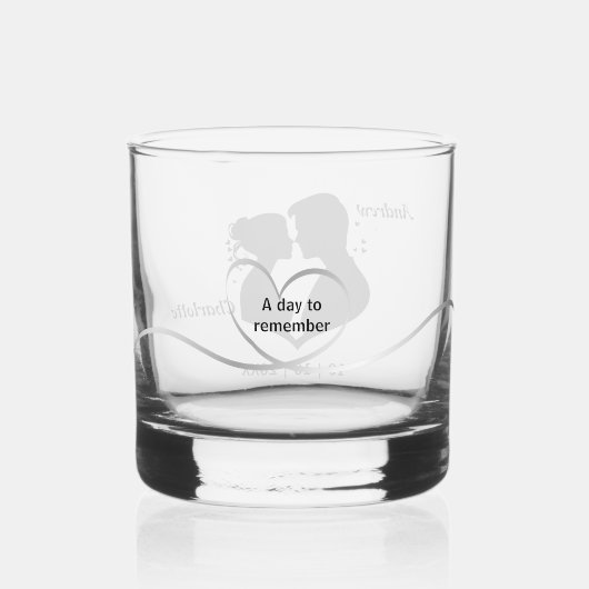 Bruiloft dag om te onthouden bruid & bruidegom whisky glas (Achterkant)