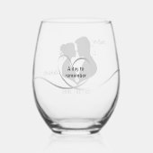 Bruiloft dag om te onthouden bruid & bruidegom wijnglas zonder voet (Achterkant)