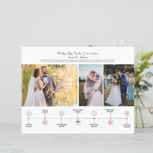 Bruiloft dag reisschema tijdlijn Sjabloon (Staand voorkant)