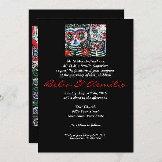 Bruiloft - Dag van de Doden - Mexicaanse vrouw & k Kaart (Voorkant / Achterkant)