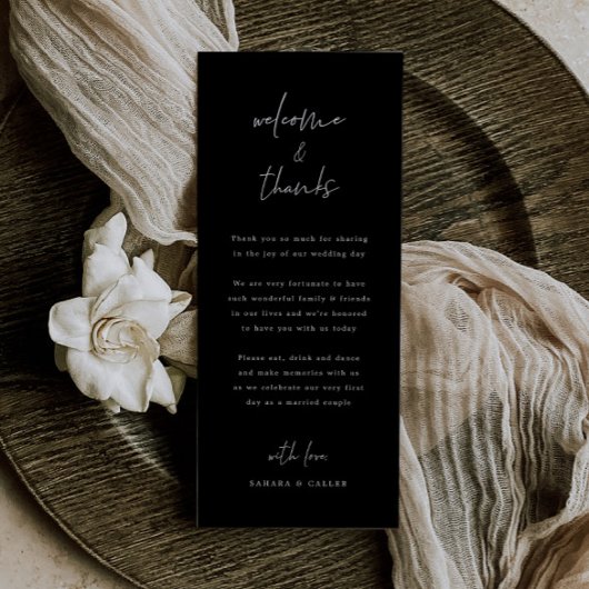 Bruiloft Dag Welkom en dank u Plaats Kaart