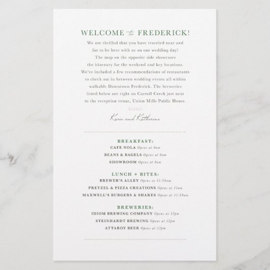 Bruiloft Dag Welkomstkaart - CUSTOM voor Katherine (Voorkant)