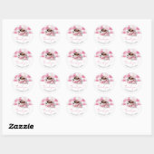 Bruiloft Dank Je Coffee Roze Strik Ronde Sticker (Vel)