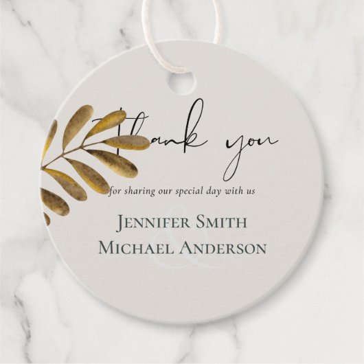 Bruiloft Dank Je Favors met Roestige Bronzen Blad Bedankjes Labels (Voorkant)