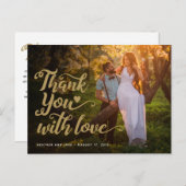 Bruiloft Dank Je | Goud Schrift Type Op Foto Briefkaart (Voorkant / Achterkant)