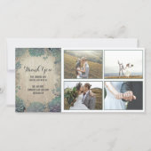 Bruiloft Dank Je Rustiek Hout en Succulenten Bedankkaart (Voorkant)