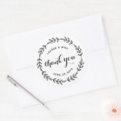 Bruiloft Dank Je Rustieke Gebladerte Krans Ronde Sticker (Envelop)