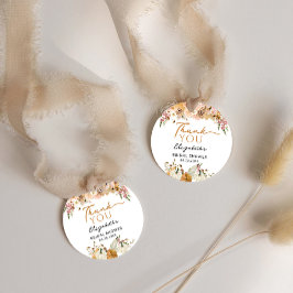 Bruiloft Dank Je Rustieke Herfst Bloemige Pompoen Bedankjes Labels