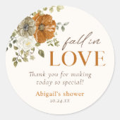 Bruiloft Dank Je Rustieke Herfstbloemen Ronde Sticker (Voorkant)