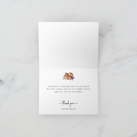 Bruiloft Dank Je Thuisfeest Herfst Bedankkaart (Binnen)