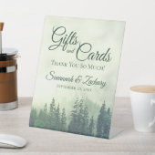 Bruiloft Dank je wel Mistige Groene Dennen Huwelij Reclamebord Met Voetstuk (Insitu)