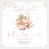 Bruiloft Dank je wel Pompoen Val in Love Bruidsuit Vierkante Sticker (Voorkant)