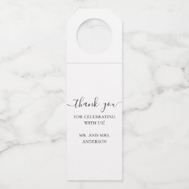 Bruiloft Dank Je | Zwart & Wit Minimalistisch Favo Flessenhanger