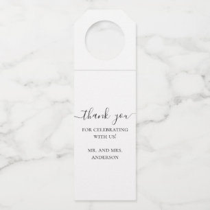Bruiloft Dank Je Zwart & Wit Minimalistisch Favo Flessenhanger
