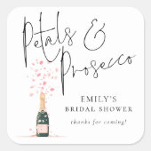 Bruiloft Dank Petals Prosecco Script Vierkante Sticker (Voorkant)