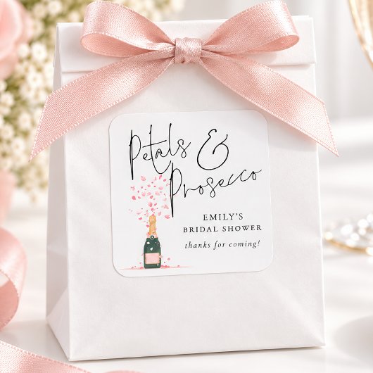 Bruiloft Dank Petals Prosecco Script Vierkante Sticker