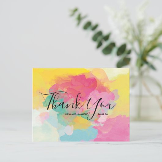 Bruiloft dank u aquarel script Briefkaart (Staand voorkant)