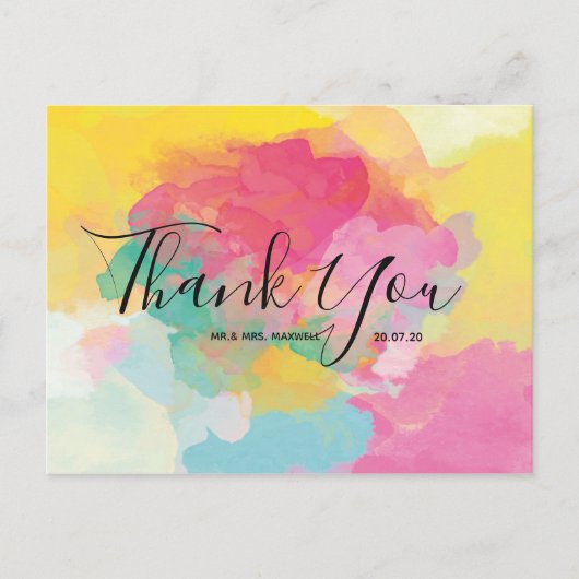 Bruiloft dank u aquarel script Briefkaart (Voorkant)