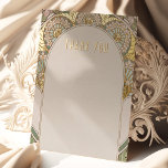 Bruiloft Dank U  Art Nouveau door Mucha Folie Feestdagen Briefkaart<br><div class="desc">Art Nouveau Vintage bruiloft BEDANKT U door Alphonse Mucha in een floreel, romantisch en grillig ontwerp. Victoriaans bloei vult klassieke art decofonts aan. Voer je aangepaste gegevens in en je bent klaar. Als u het ontwerp verder wilt wijzigen, klikt u op de blauwe knop "Aanpassen". Hartelijk dank voor uw aandacht...</div>