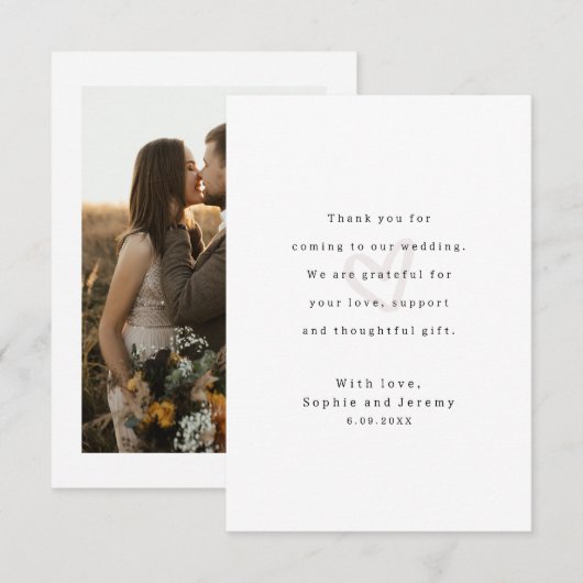 Bruiloft Dank u Bericht Foto Ecru Hart Kaart (Voorkant / Achterkant)