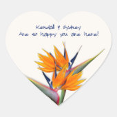 Bruiloft Dank U Bericht Vogel van het Paradijs Hart Sticker (Voorkant)